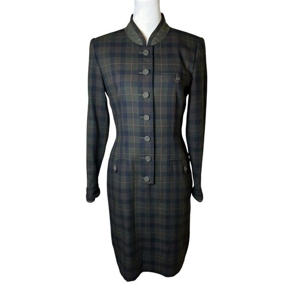 Kasper ASL Plaid Shift Dress Size 6 | Vintage 90s Career Dress Dark Academia - Picture 1 of 8